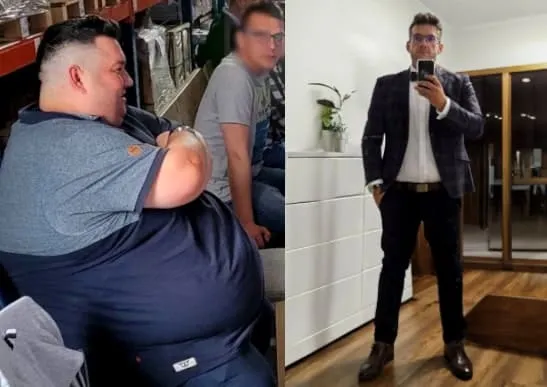 Mateusz przed i po redukcji 100 kg